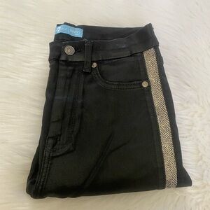 7 for All Mankind Blair Black Skinny Jeans with Panel Details Sz 27